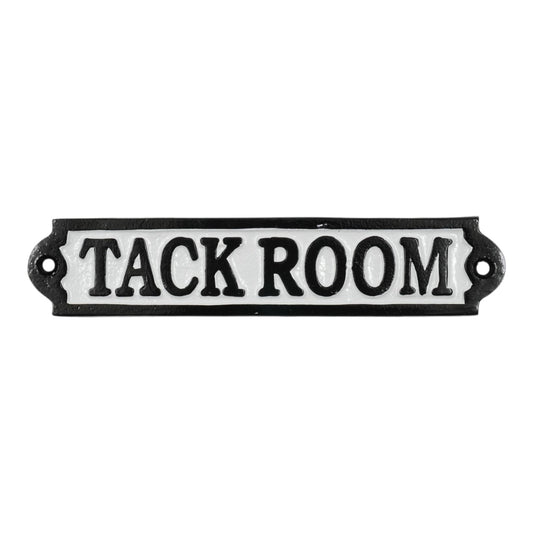 Tack Room Sign Cast Aluminium 20x4cm Stable & Horse Tack Room Plaque - Black/White