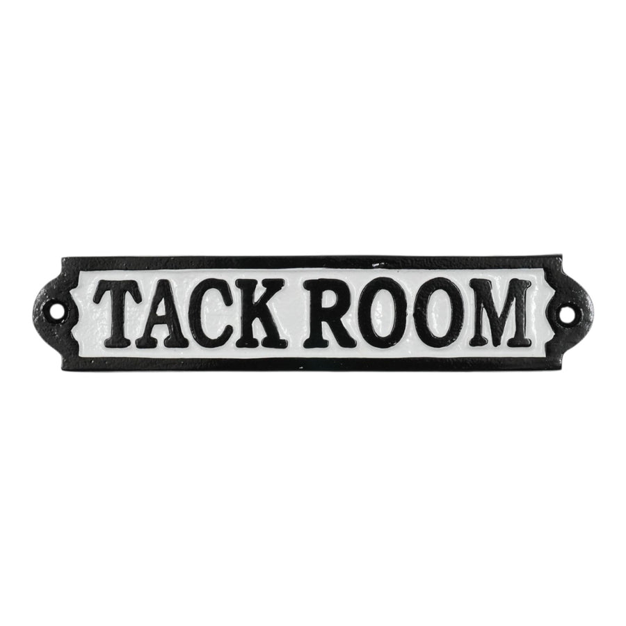Tack Room Sign Cast Aluminium 20x4cm Stable & Horse Tack Room Plaque - Black/White