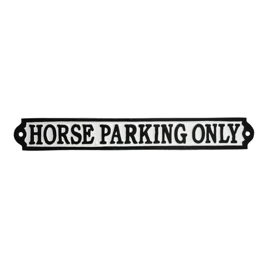 Horse Parking Only Sign Cast Aluminium 40x4cm - Stable Yard & Equestrian Parking Plaque