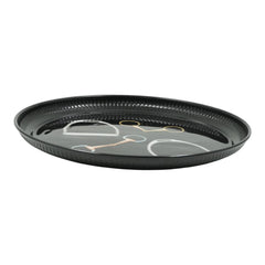 12 Inch Equestrian Bits Decorative Plate - Black Round Metal Plate