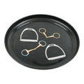 12 Inch Equestrian Bits Decorative Plate - Black Round Metal Plate