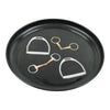 10 Inch Equestrian Bits Decorative Plate - Black Round Metal Plate