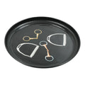 8 Inch Equestrian Bits Decorative Plate - Black Round Metal Plate