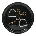 10 Inch Equestrian Bits Decorative Plate - Black Round Metal Plate