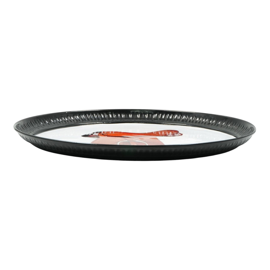 12 Inch Equestrian Saddle Decorative Plate - Black Metal Round Plate