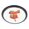 8 Inch Equestrian Saddle Decorative Plate - Black Metal Round Plate