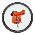 12 Inch Equestrian Saddle Decorative Plate - Black Metal Round Plate