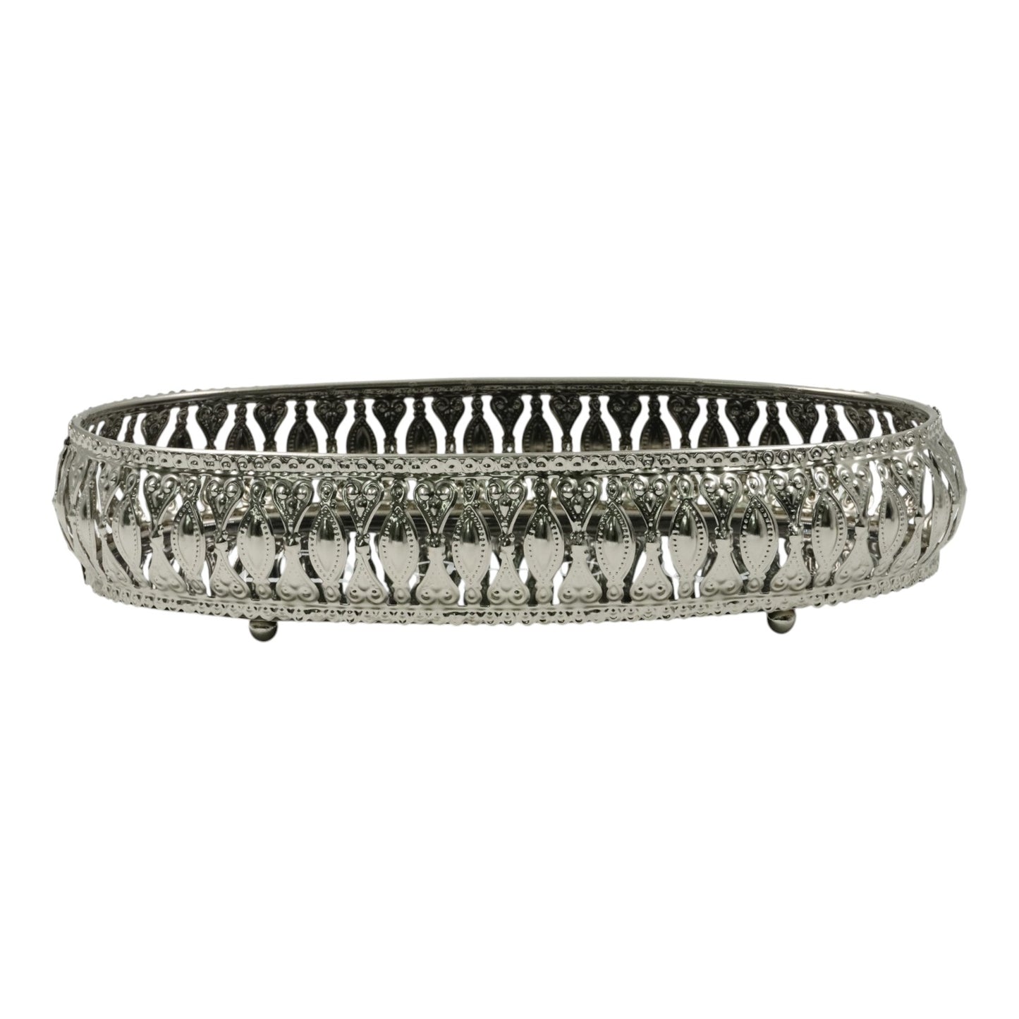 Equestrian Symbols Decorative Tray 10 x 6 Inch - Full Nickel Powder Coated Black Base Metal Tray