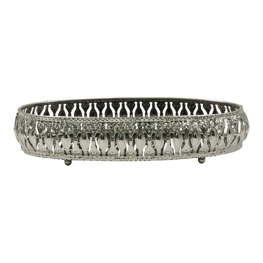 Equestrian Symbols Decorative Tray 10 x 6 Inch - Full Nickel Powder Coated Black Base Metal Tray