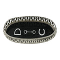 Equestrian Symbols Decorative Tray - 12.5 x 7 Inch -Full Nickel Powder Coated Black Base Metal Tray