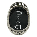 Equestrian Symbols Decorative Tray - 12.5 x 7 Inch -Full Nickel Powder Coated Black Base Metal Tray