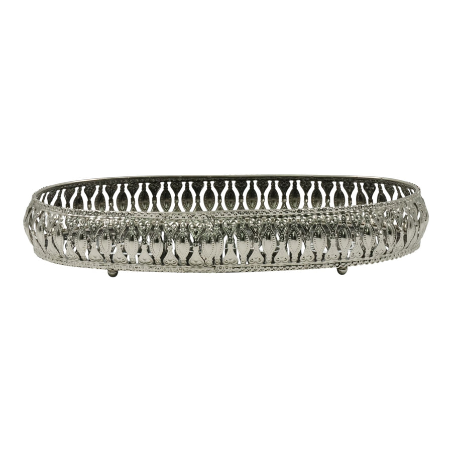 Equestrian Symbols Decorative Tray 9 x 5 Inch - Full Nickel Powder Coated Black Base Metal Tray