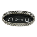 Equestrian Symbols Decorative Tray 9 x 5 Inch - Full Nickel Powder Coated Black Base Metal Tray