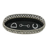 Equestrian Symbols Decorative Tray 9 x 5 Inch - Full Nickel Powder Coated Black Base Metal Tray