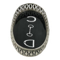 Equestrian Symbols Decorative Tray 9 x 5 Inch - Full Nickel Powder Coated Black Base Metal Tray