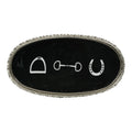 Equestrian Symbols Decorative Tray 9 x 5 Inch - Full Nickel Powder Coated Black Base Metal Tray