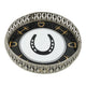 Equestrian Horseshoe Decorative Tray 10 Inch Round - Nickel Powder Coated Acrylic Finish