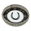 Equestrian Horseshoe Decorative Tray 10 Inch Round - Nickel Powder Coated Acrylic Finish