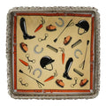 Equestrian Motifs Decorative Tray 8 Inch Square - Nickel Powder Coated Acrylic Finish