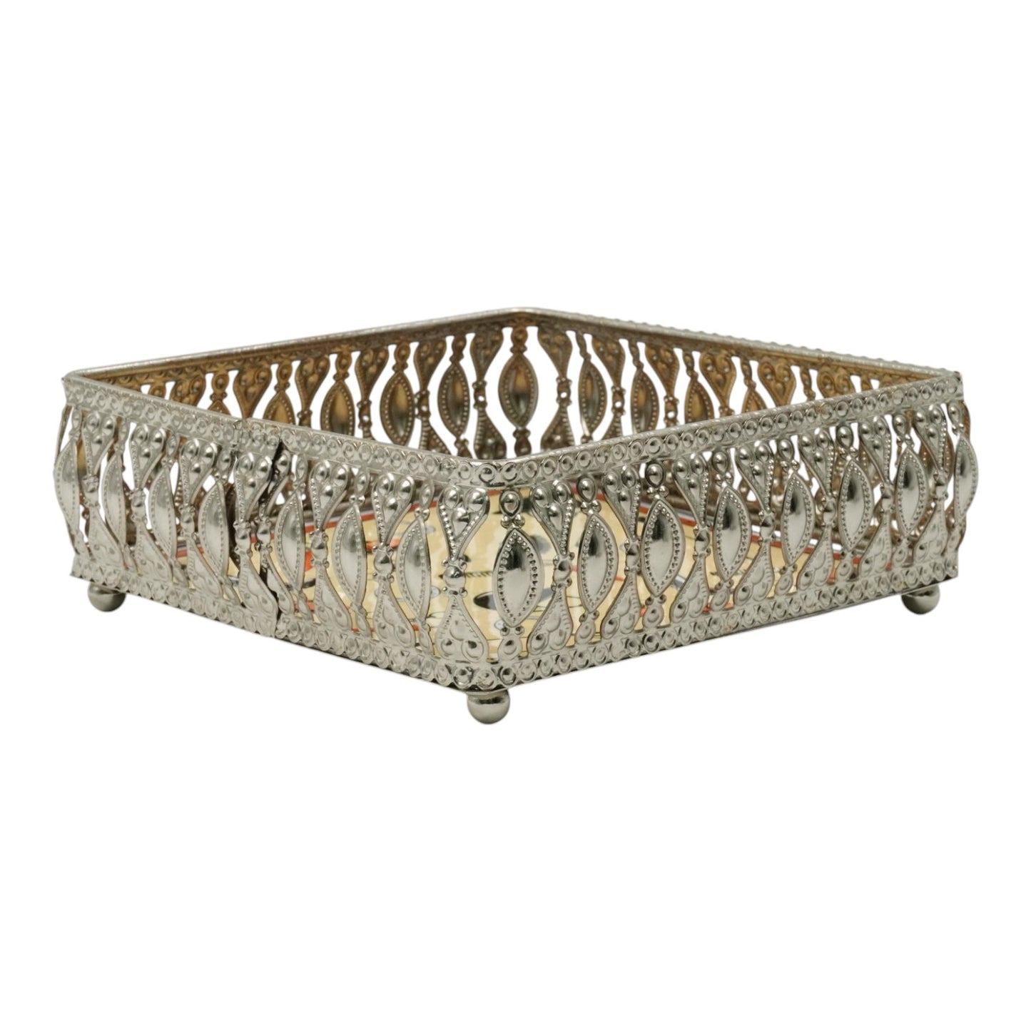 Equestrian Motifs Decorative Tray 10 Inch Square - Nickel Powder Coated Acrylic Finish