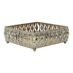 Equestrian Motifs Decorative Tray 10 Inch Square - Nickel Powder Coated Acrylic Finish