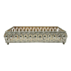 Equestrian Motifs Decorative Tray 6 Inch Square - Nickel Powder Coated Acrylic Finish