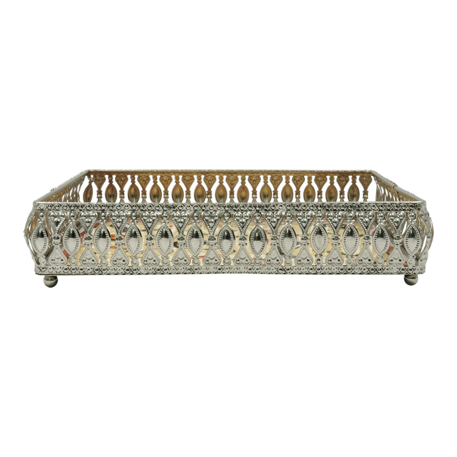 Equestrian Motifs Decorative Tray 6 Inch Square - Nickel Powder Coated Acrylic Finish