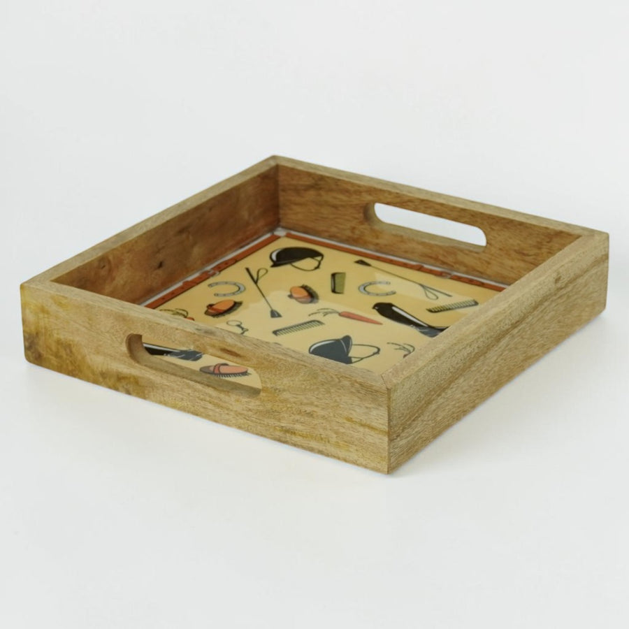 Equestrian Tray Acrylic Finish Square 13"