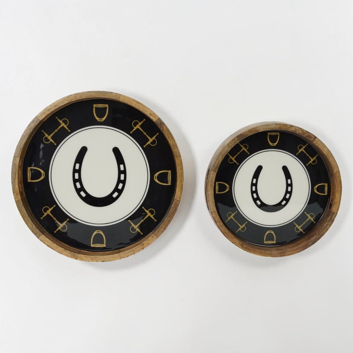 Horse Shoe Bit Stirrup Tray Acrylic Finish Round 13"