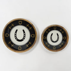 Horse Shoe Bit Stirrup Tray Acrylic Finish Round 13"