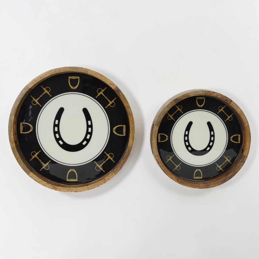 Horse Shoe Bit Stirrup Tray Acrylic Finish Round 13"