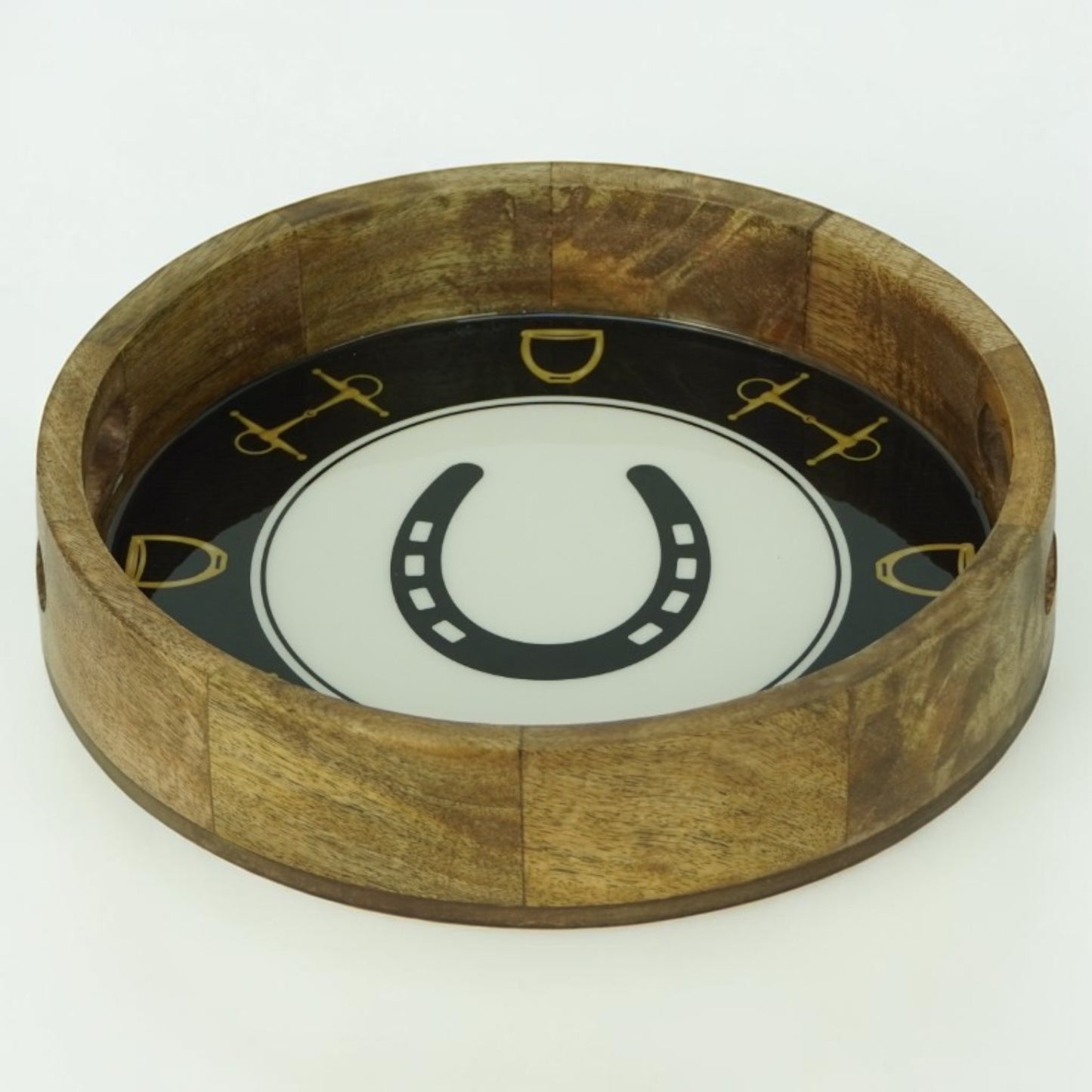 Horse Shoe Bit Stirrup Tray Acrylic Finish Round 13"