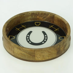 Horse Shoe Bit Stirrup Tray Acrylic Finish Round 13"