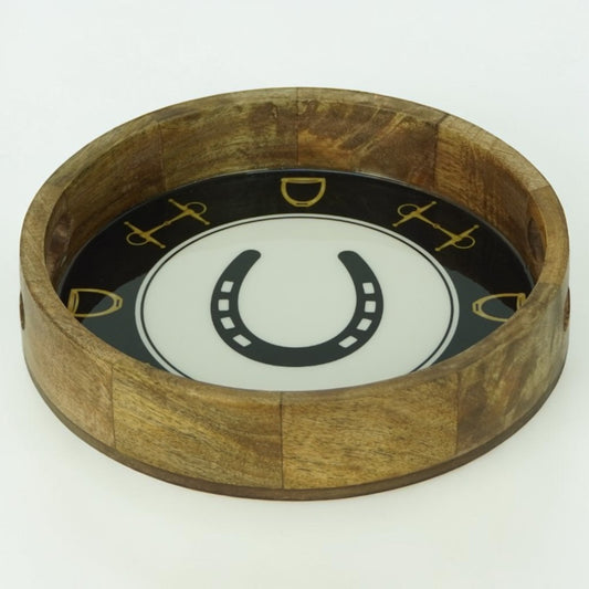 Horse Shoe Bit Stirrup Tray Acrylic Finish Round 13"