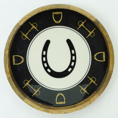 Horse Shoe Bit Stirrup Tray Acrylic Finish Round 13"