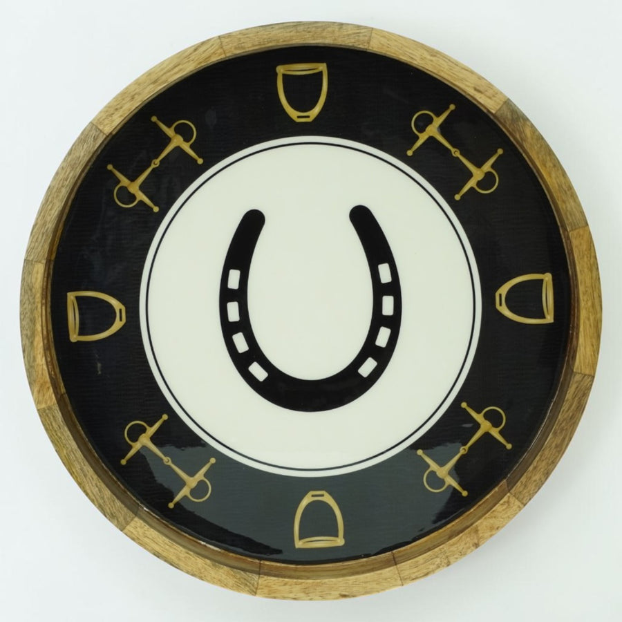 Horse Shoe Bit Stirrup Tray Acrylic Finish Round 13"
