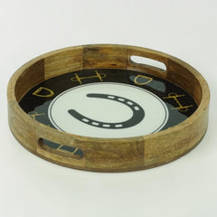 Horse Shoe Bit Stirrup Tray Acrylic Finish Round 13"