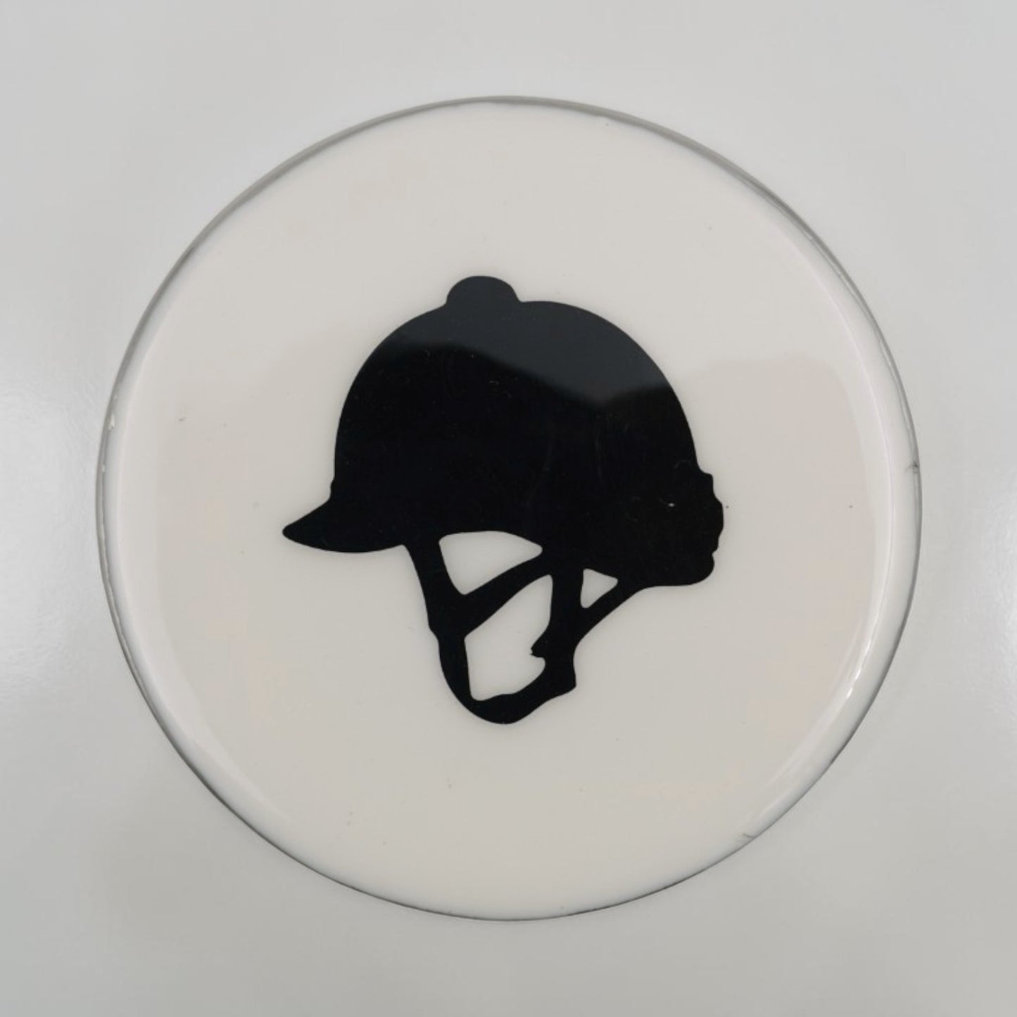 Horse Helmet Coaster Acrylic Finish 3.5"