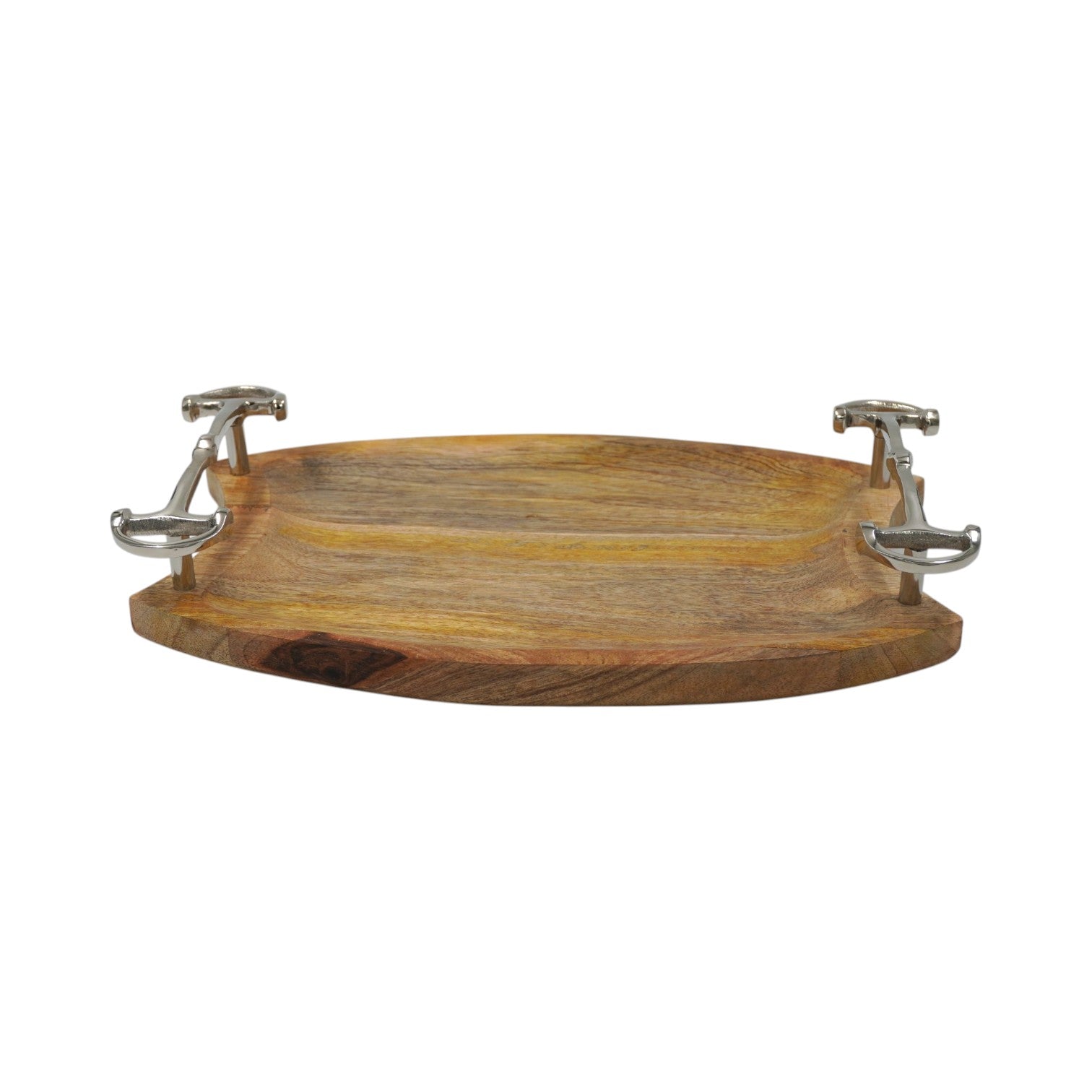 Equestrian Horse Bit Tray - Wooden Serving Tray with Nickel Plated Bit Handles | 36x24x6.5 cm