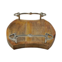 Equestrian Horse Bit Tray - Wooden Serving Tray with Nickel Plated Bit Handles | 36x24x6.5 cm