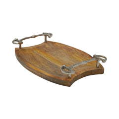 Equestrian Horse Bit Tray - Wooden Serving Tray with Nickel Plated Bit Handles | 36x24x6.5 cm