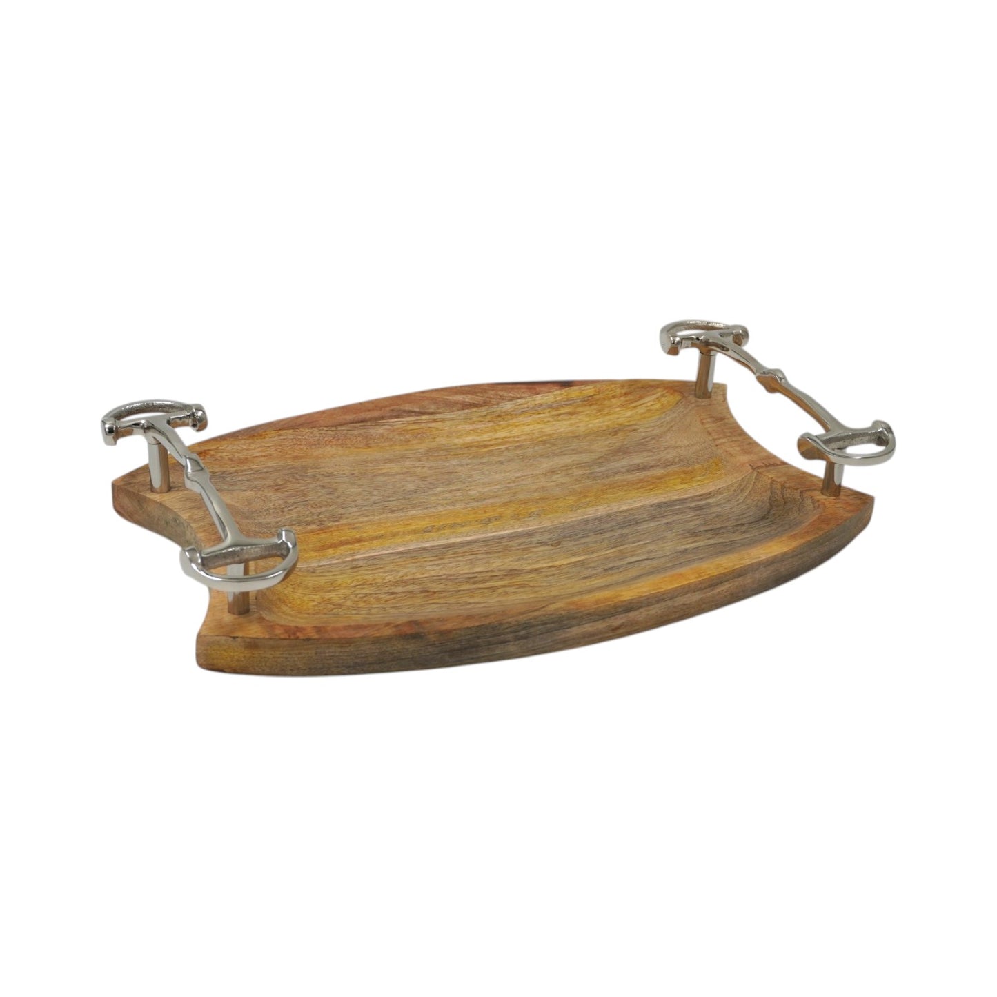 Equestrian Horse Bit Tray - Wooden Serving Tray with Nickel Plated Bit Handles | 36x24x6.5 cm