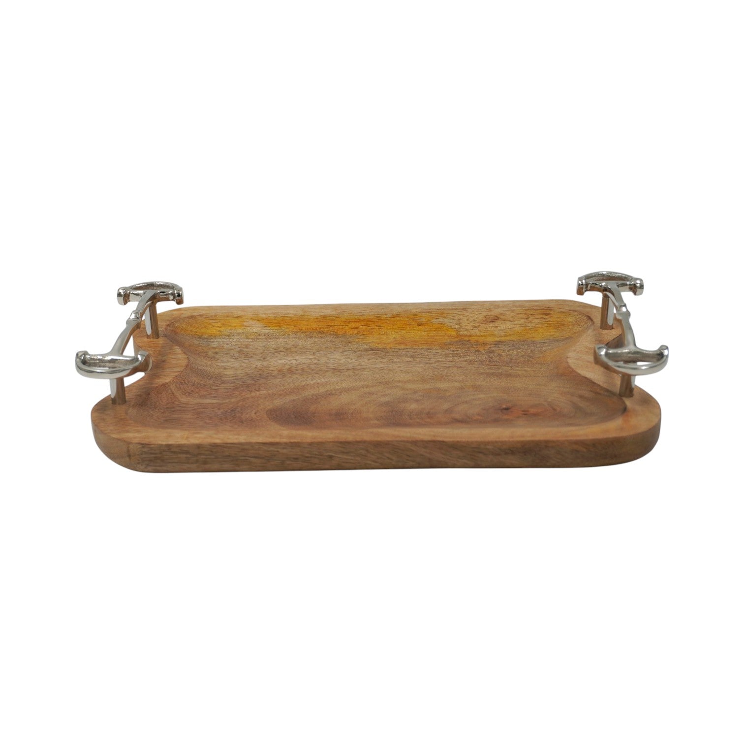 Equestrian Horse Bit Tray - Large Wooden Serving Tray with Nickel Plated Bit Handles | 39x25x7 cm
