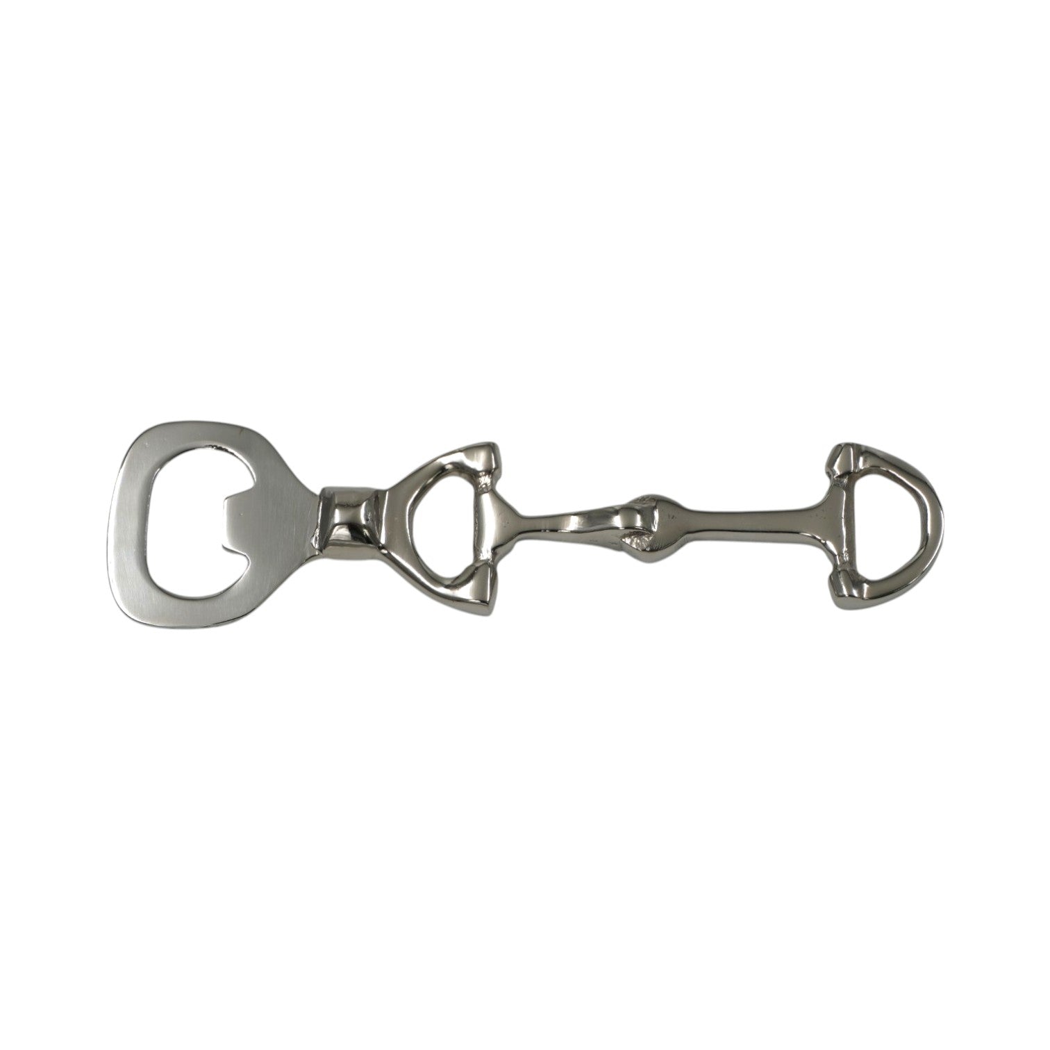 Equestrian Horse Bit Bottle Opener - Glossy Nickel Plated Cast Aluminum | 15x4.5x1 cm
