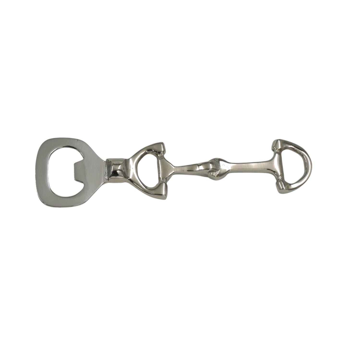 Equestrian Horse Bit Bottle Opener - Glossy Nickel Plated Cast Aluminum | 15x4.5x1 cm