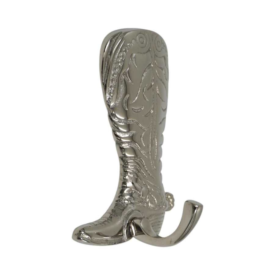 Equestrian Riding Boot Wall Hook - Glossy Nickel Plated Cast Aluminum | 10x5.5x13 cm