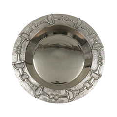 Luxury Equestrian Bit Bowl | Glossy Nickel Cast Aluminum | 33x33x4.5 cm