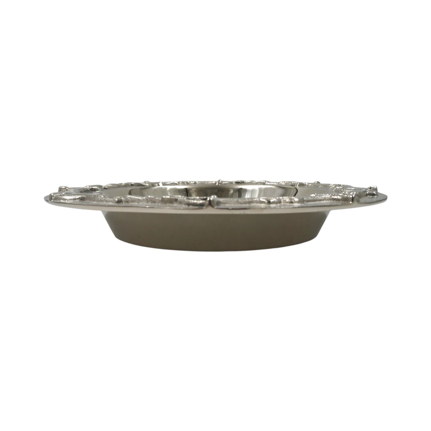 Luxury Equestrian Bit Bowl | Glossy Nickel Cast Aluminum | 33x33x4.5 cm