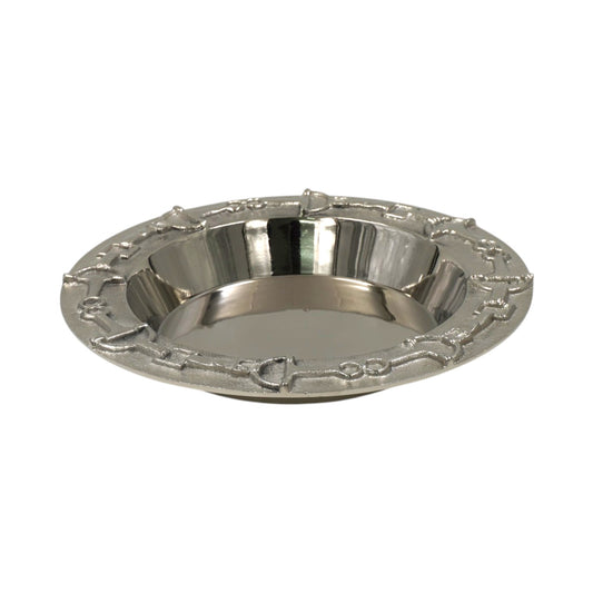 Luxury Equestrian Bit Bowl | Glossy Nickel Cast Aluminum | 33x33x4.5 cm