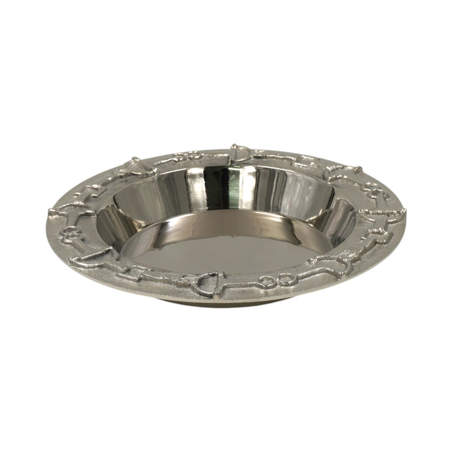 Luxury Equestrian Bit Bowl | Glossy Nickel Cast Aluminum | 33x33x4.5 cm